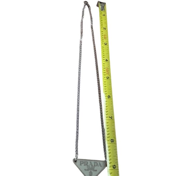 Upcycled Prada Logo Necklace Gray & Silver - Picture 5 of 8